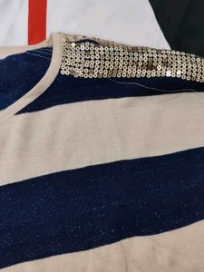 Striped Navy Blue And Beige Top