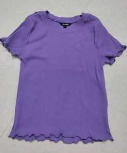 Purple Ribbed Knit Top