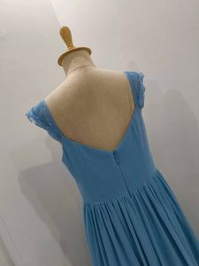 Elegant Blue Lace Maxi Dress