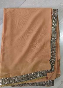 Beautiful Golden Saree With Sequin Border