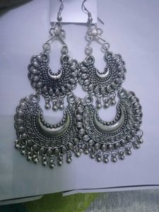 Boho Silver Statement Earrings