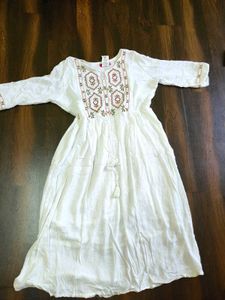 White Embroidered Peasant Dress