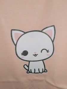 Peach Colour Printed T Shirt