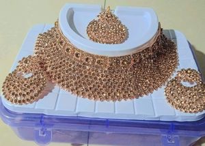 Gorgeous Gems Brass Rose Gold Jewellery Set