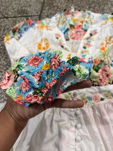 Floral Print White Dress
