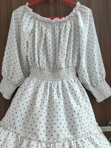 Zoya Fashions Classic Polka Dot Off-Shoulder Dress