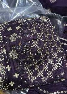 Purple &amp; Gold Embroidered Lehenga Choli Set