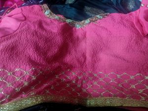 Pink &amp; Gold Embellished Blouse Piece