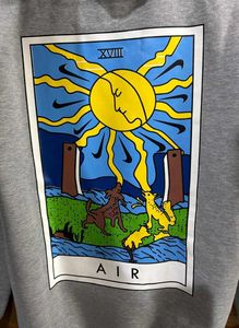 NIKE AIR LIGHT GREY MARL GRAPHIC HOODIE L(42)