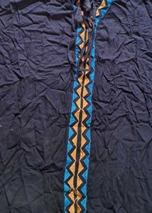 Embroidered Navy Tunic Top