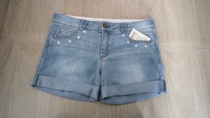 White Embroidery Denim Shorts