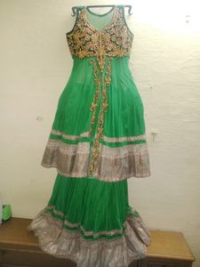 Lahenga With Long Net Frock Styal Kurti