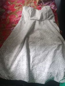 Elegant White Floral Jacquard Fit &amp; Flare Dress