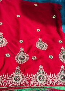 Red Embroidered Saree
