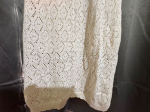 Elegant Off-White Crochet Knit Sleeveless Dress