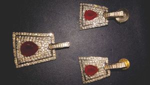 Statement Earrings with Ruby Accents