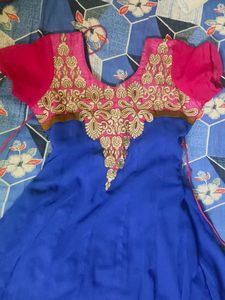 Blue &amp; Pink Anarkali Suit