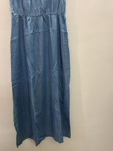 Blue dress with ruffle work