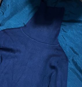 Blue Turtleneck Bodycon Dress