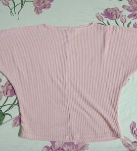 Pink Ribbed Dolman Top