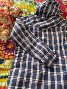 Blue Plaid Hooded Jacket