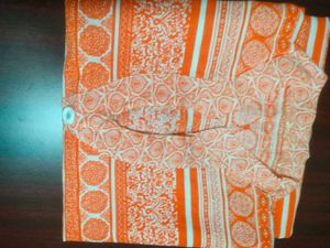 Orange &amp; White Printed Kurti