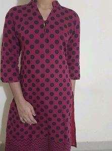 Purple & Black Printed Kurti Top
