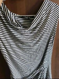 Cowl Neck Striped Sleeveless Top