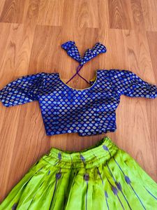 Ikat Pattu Lehenga Blouse For 3 Years Girl