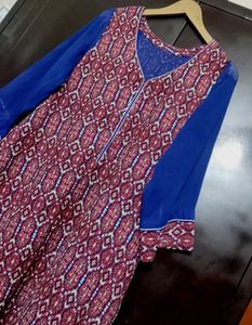 Blue &amp; Pink Orange Printed Kurti for 44 Bust