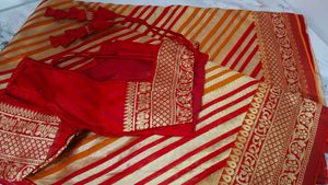 GOLDEN & BRIGHT RED SAREE