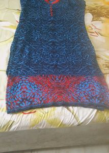 Stylish Blue & Red woolen kurta