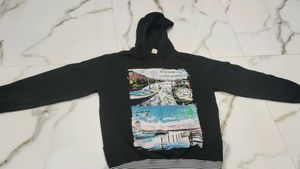 Graphic Print Black Mens Hoodie