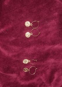 Gold Drop Hoop Earrings