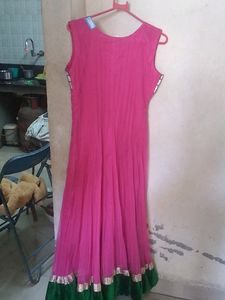 Pink &amp; Green Embellished Anarkali Dress