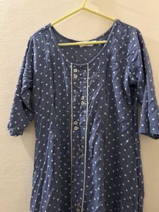 Feeding Kurthi Blue Polka Dot Dress