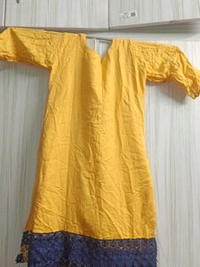 Yellow Embroidered Kurta