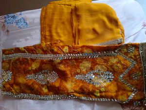 Embellished Orange Sari
