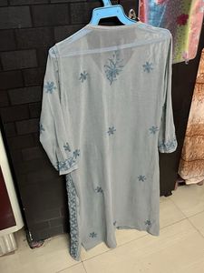 🩶Gray Stylish Lucknowi Kurta With Lining 🩶
