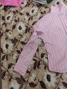 Oversized Pink White Stripes Shirt