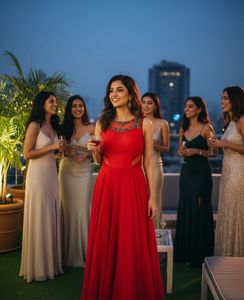 Elegant Crimson Red Evening Gown