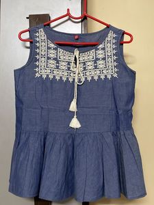 Peplum Top With Embroidery
