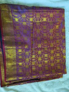 Purple &amp; Gold Woven Saree