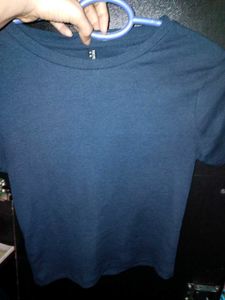 Rib Knitted Navy Blue Tee
