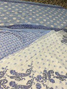 Pakistani Blue &amp; White Printed Fabric