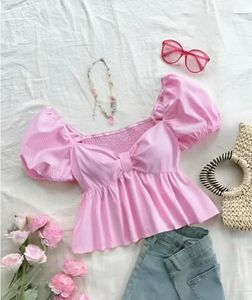 Pink Puff Sleeve Top