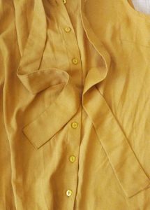 Mustard Sleeveless Bow Top