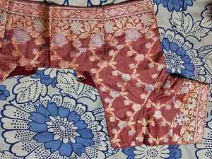 GentlyUsed MustardTusserSilk Saree withFloralBlous