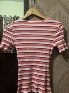 Striped Button-Up Crop Top