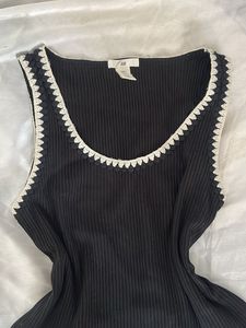 H&amp;M embroidered neckline ribbed top